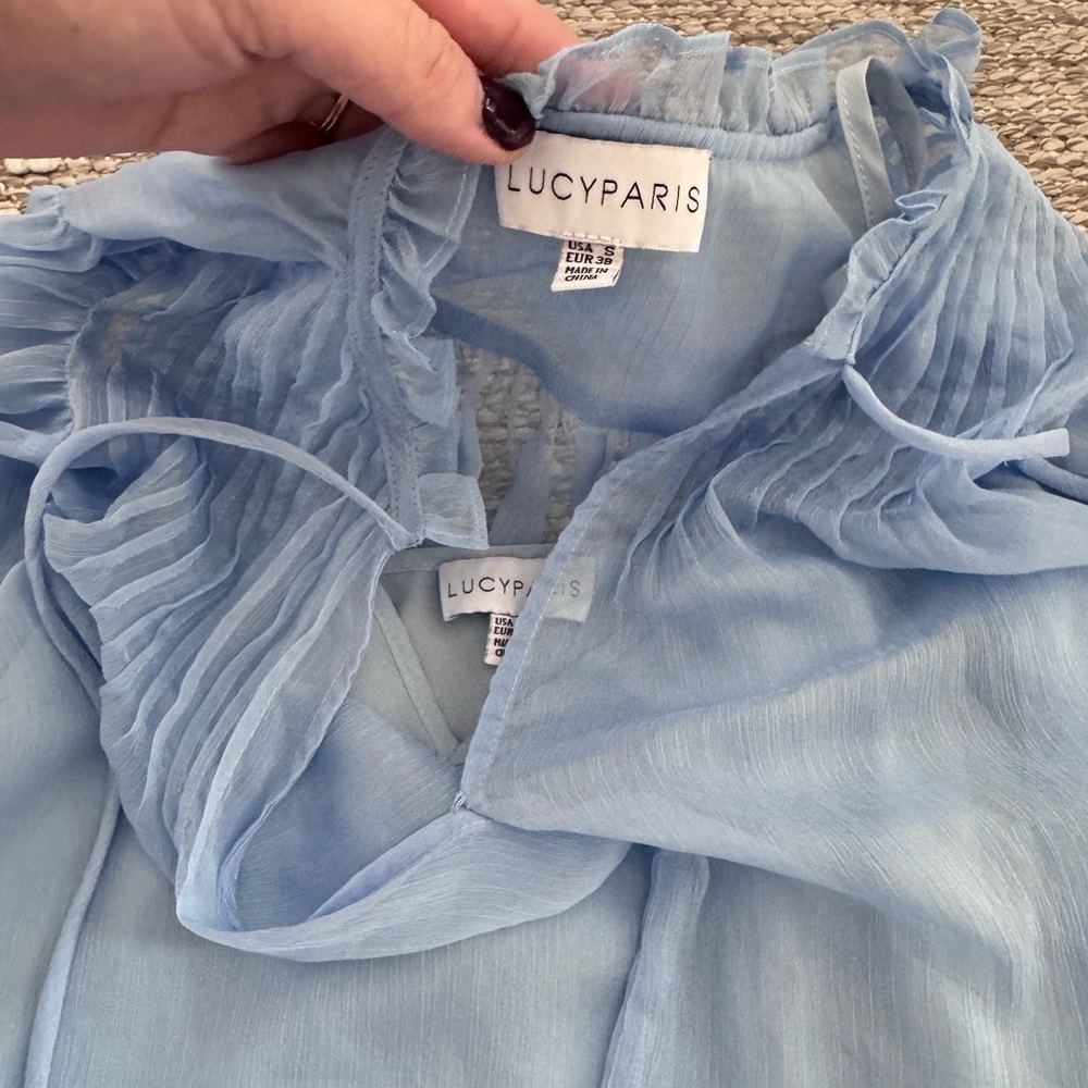 Lucy Paris Light Blue Ruffled Blouse